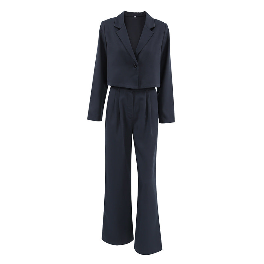 Dame To-delt Blazer- og Bukser-Sæt med moderne accenter og elegant snit Stilla