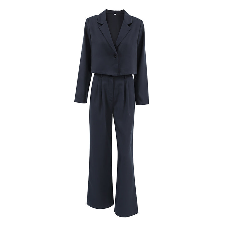 Dame To-delt Blazer- og Bukser-Sæt med moderne accenter og elegant snit Stilla