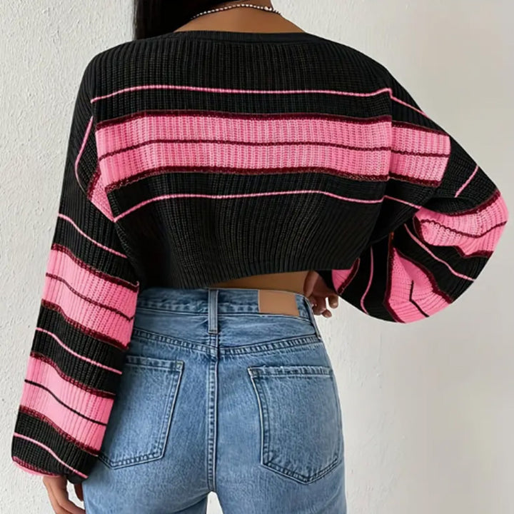 Femme stribet Crop-Top-Pullover Stilla