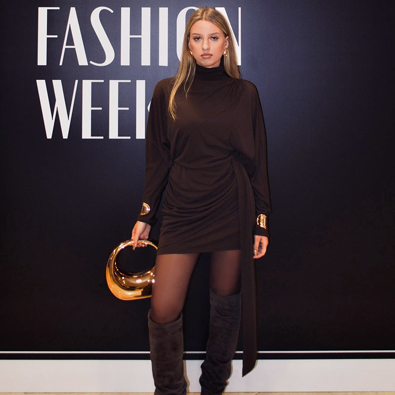 Femme Draperet Asymmetrisk Mini Kjole Stilla