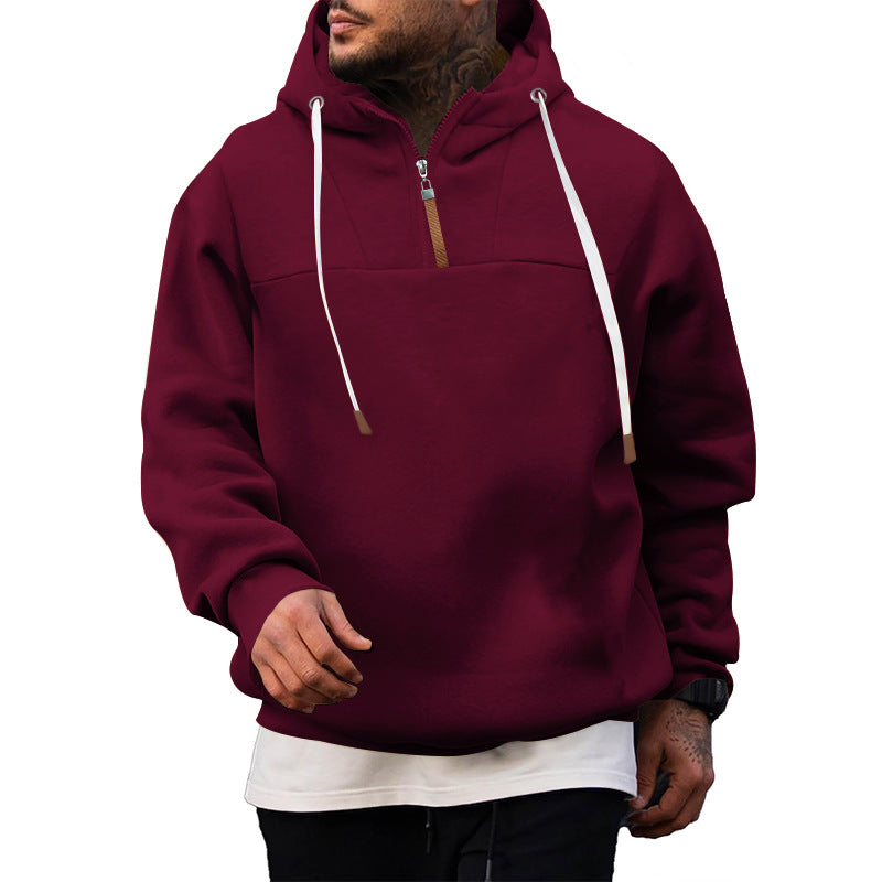 Herre hoodie med kort lynlås og blødt fleece-materiale Stilla