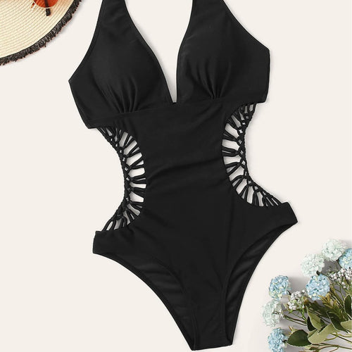 Damebadedragt med moderne cut-out-detaljer og justerbart halterneck Stilla