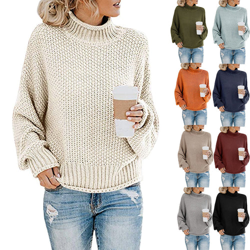 Dame chunky strikket turtleneck sweater med en afslappet pasform Stilla