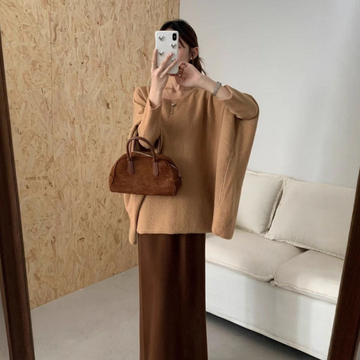 Kvinders oversized strikket sweater med en afslappet skæring og dramatiske ærmer Stilla