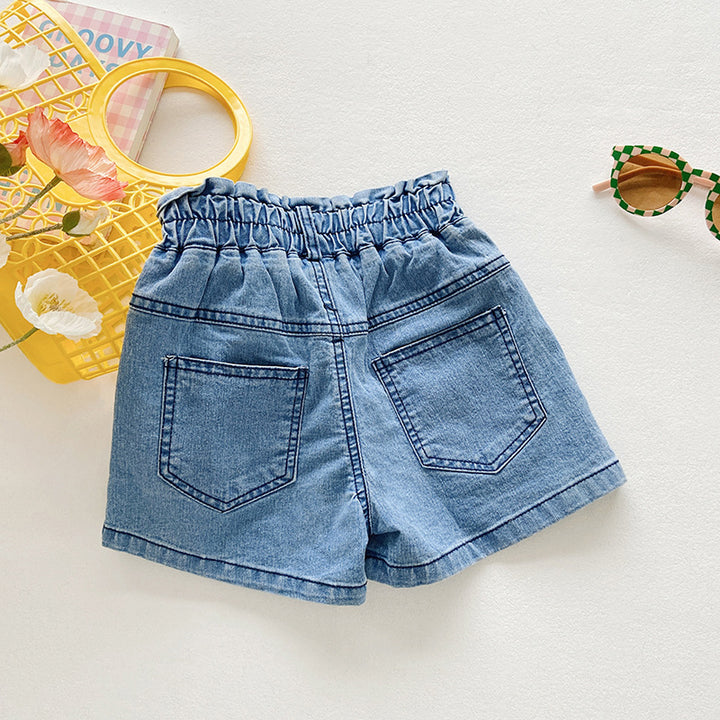 Pige Denim Højhåndet Fritids Shorts Stilla