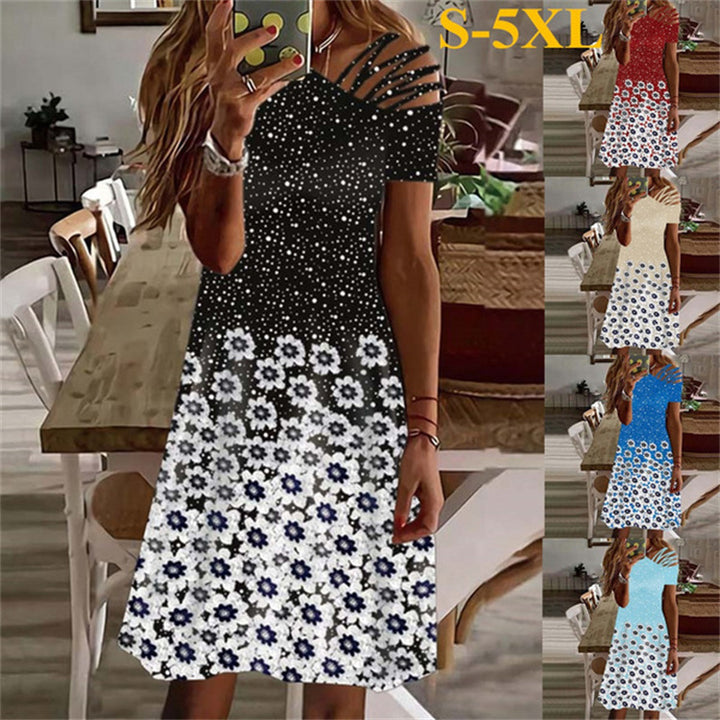 Dame Floral Print Høj-Lav Kjole Stilla