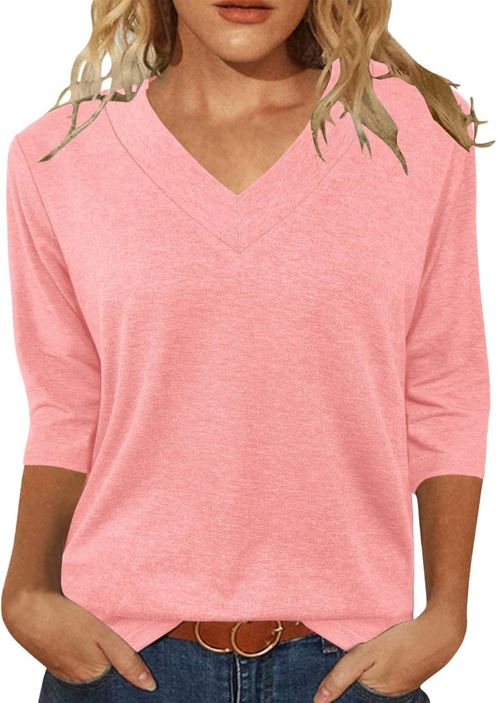 Dame Relaxed Fit V-Udskærings Top Stilla