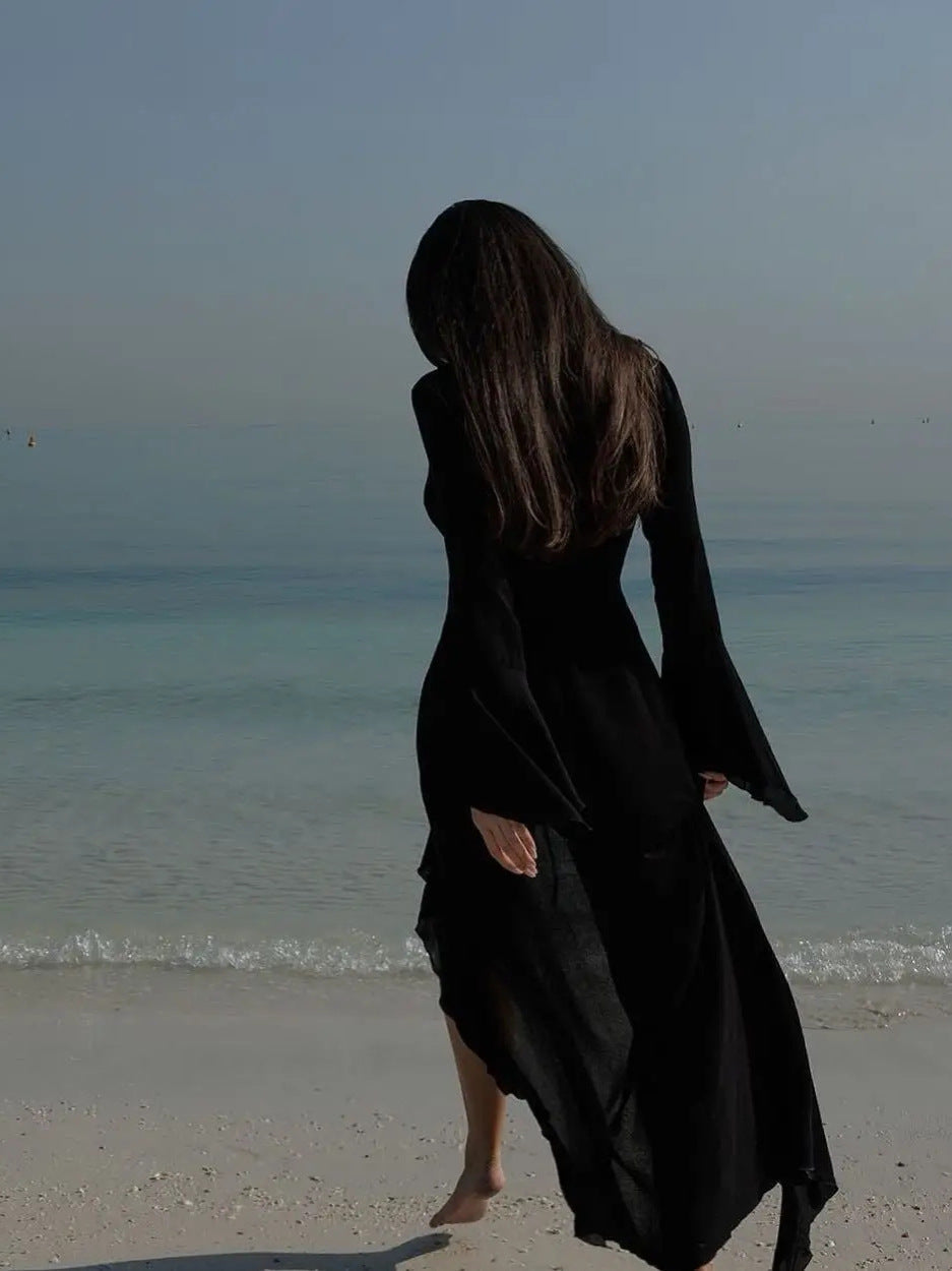 Dame luftig strandkjole med sårdesign Stilla