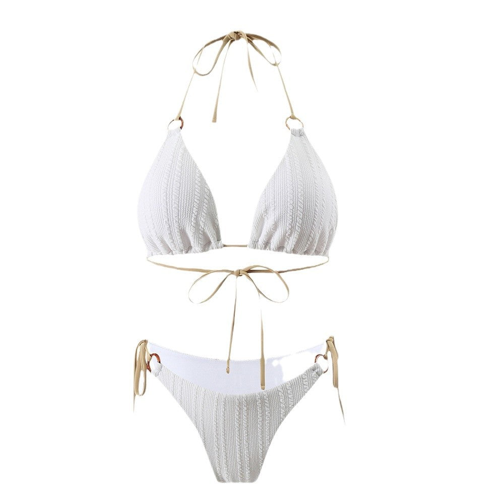 Dame Triangel-Bikini-sæt med raffineret hæklemønster og justerbare bindebånd Stilla