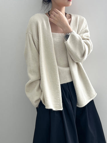 Dame afslappet strikcardigan med åben front og elegant silhuet Stilla