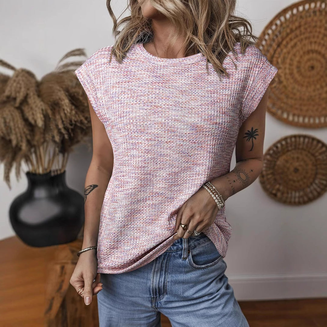 Dame afslappet T-shirt med vævet struktur og løstsiddende design Stilla