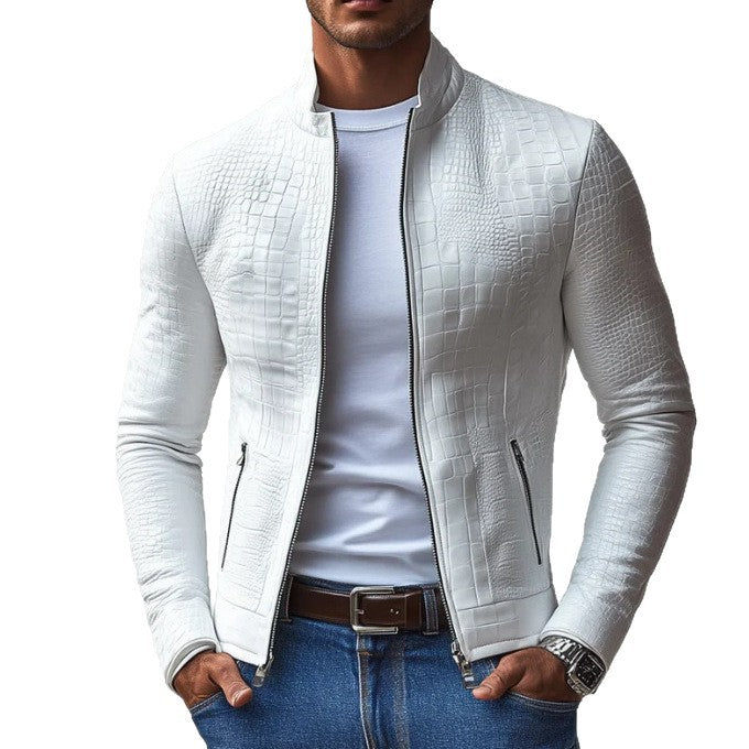 Herre stilfuld faux læderjakke med struktureret design Stilla