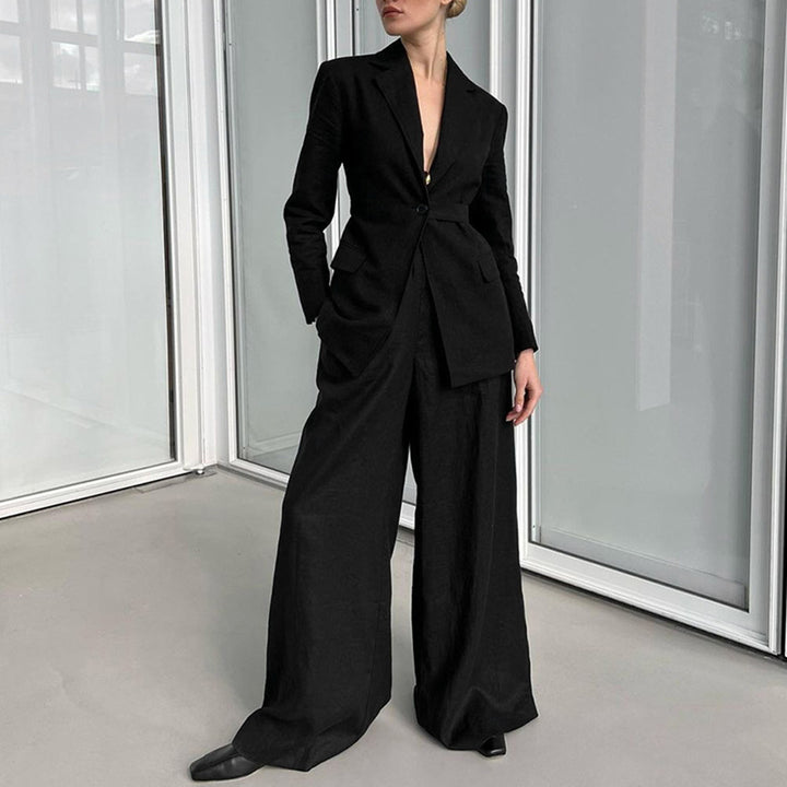 Damer Elegant blazer- og bukseensemble med vide ben og smart snit Stilla