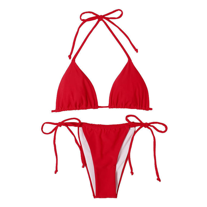 Dame triangel-bikini med justerbare stropper og rynker Skovae