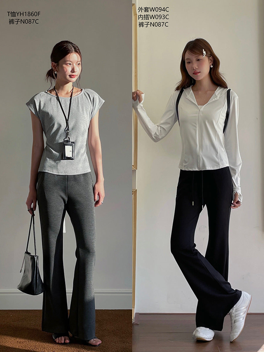Dame Bred High-Waist-Bukser med afslappet snit og elastisk talje Stilla