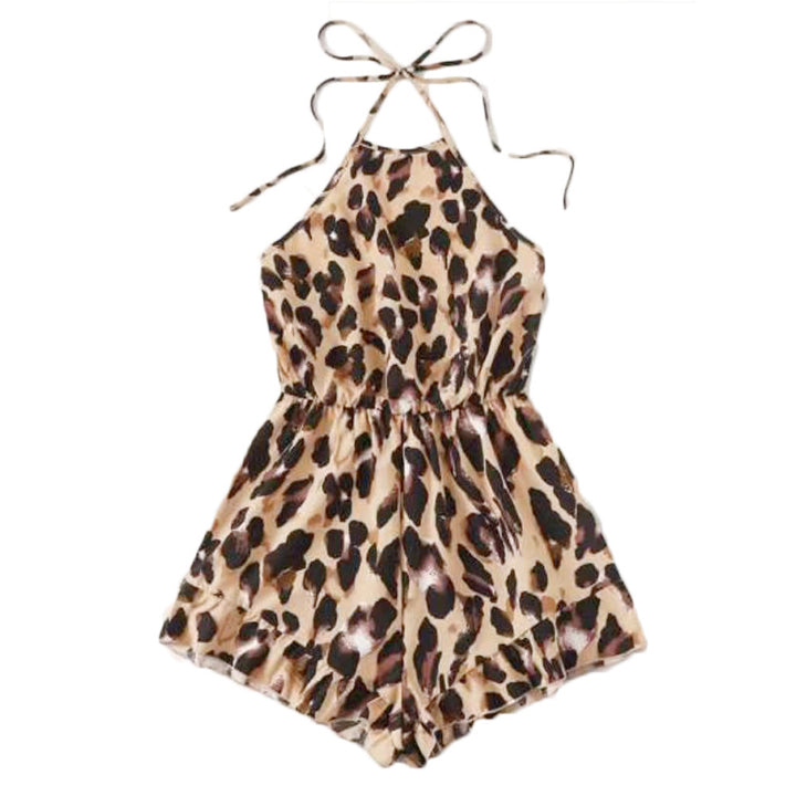 Dame ærmeløs jumpsuit med dyreprint og stropper Stilla