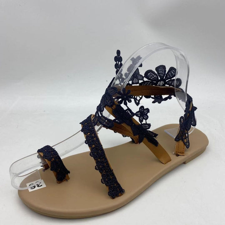 Dame Sandaler med florale spidspapplikationer og komfortabel sål Stilla