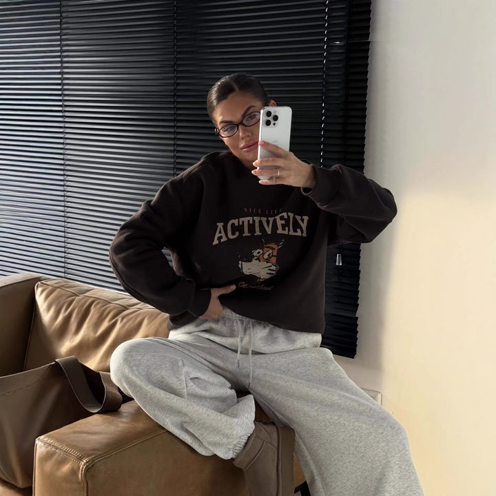Kvinders afslappede sweatshirt med markant vintage design og behagelig pasform Stilla