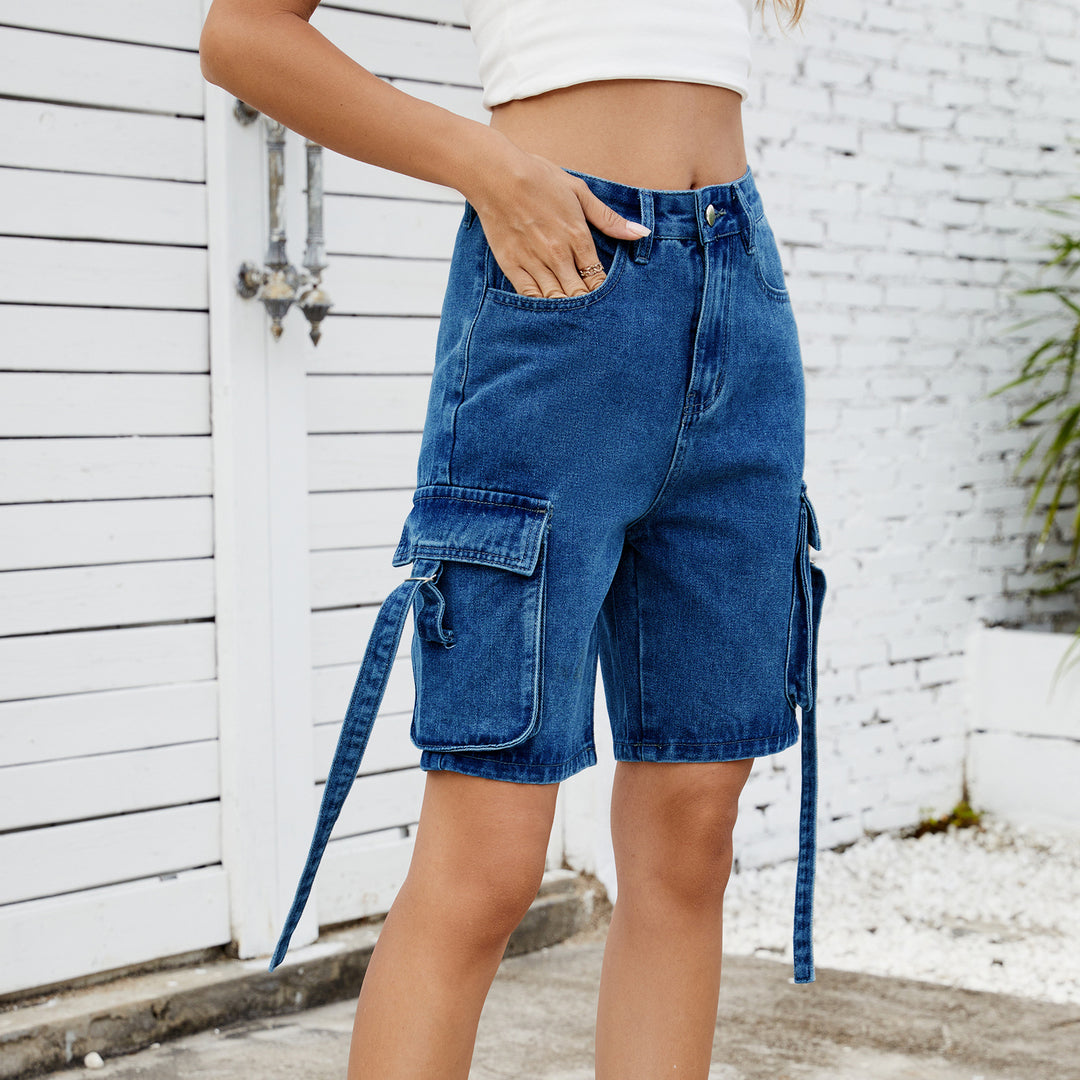 Dame Cargo-shorts i afslappet, høj taljesnit med praktiske sidelommer Stilla
