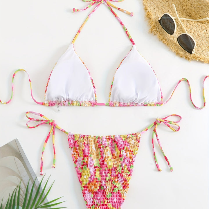 Dame Triangel-Bikini-Sæt med floralt design Skovae