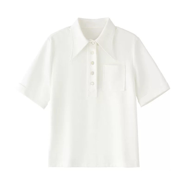 Dame polo shirt med klassisk krave og dekorerende knapdetaljer Stilla