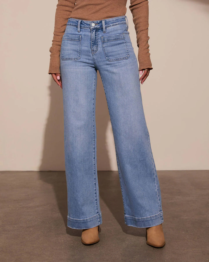 Dame brede jeans med høj talje og iøjnefaldende lommer Stilla