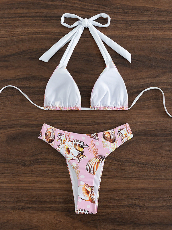 Dame Triangel-Bikini-Sæt med blomsterprint og moderne stropper Stilla