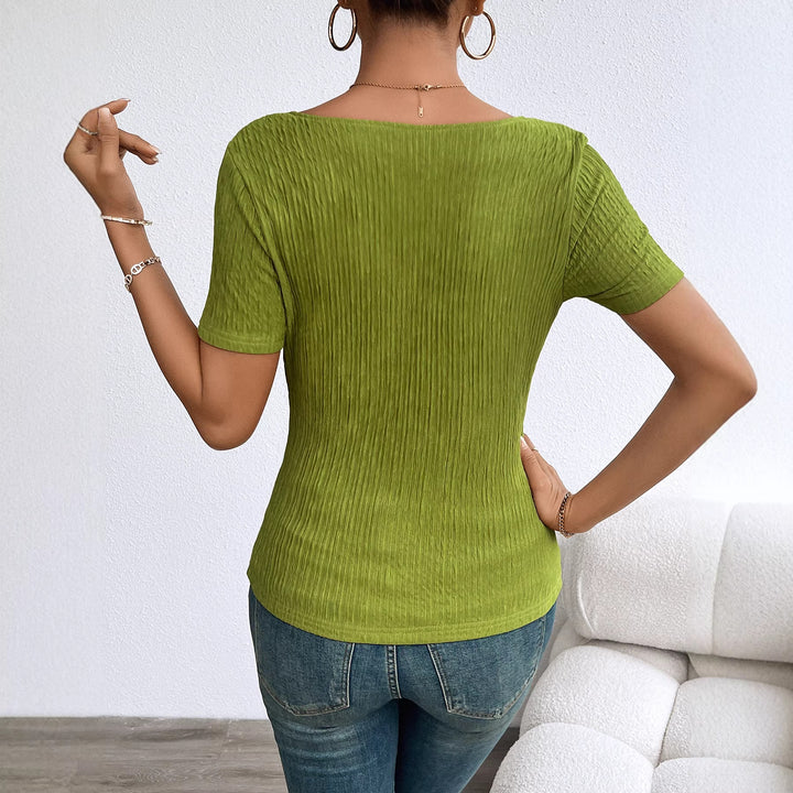 Damer Elegant Rib Toppe med V-Hals og Smigrende Snit Stilla