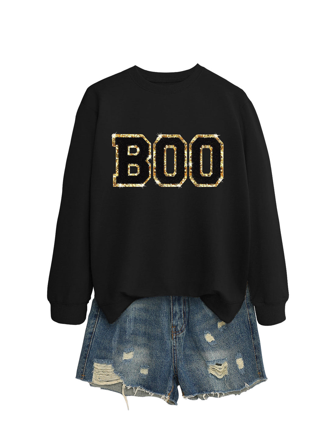 Dame sweatshirt med glitrende print Stilla