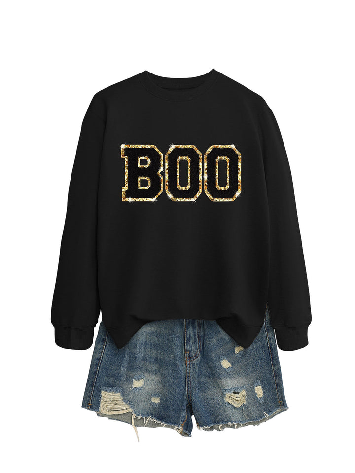 Dame sweatshirt med glitrende print Stilla