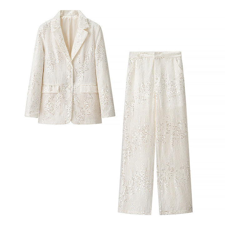 Kvinder Elegant Paillet Blazer Jakke i Fashionabelt Design Stilla