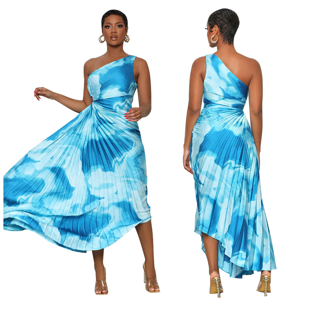 Dame asymmetrisk maxikjole med elegant drapering Stilla