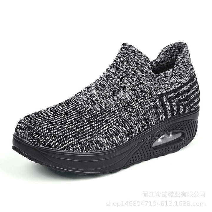 Dame nan strikket slip-on walking sneakers med anatomisk pronationsstøtte, luftpolstret mellemsål og sok-lignende skafte Skovae