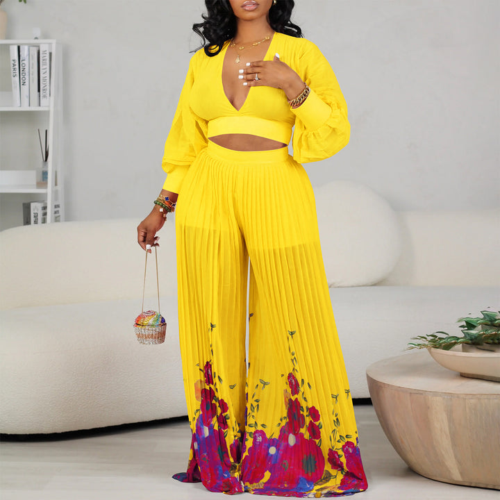 Dame let jumpsuit med elegante flæsekant og blomsterprint Stilla