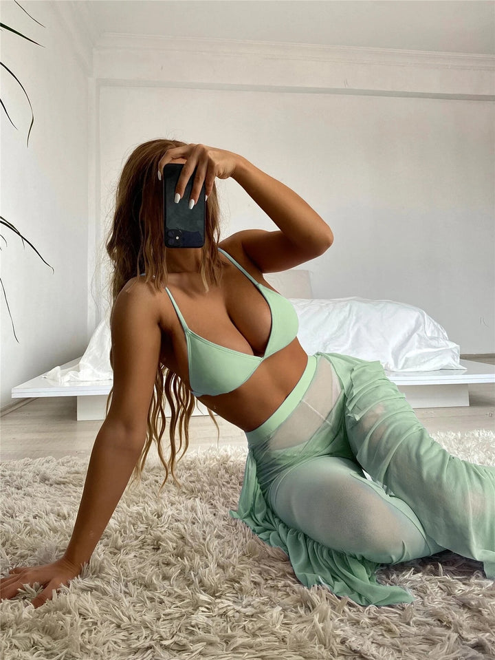 Dame bikini med elegant gennemsigtig nederdel Stilla