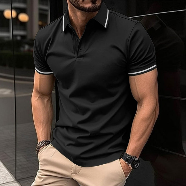 Herrer Poloshirt med moderne reverskrave og sporty kontrastdetaljer Stilla