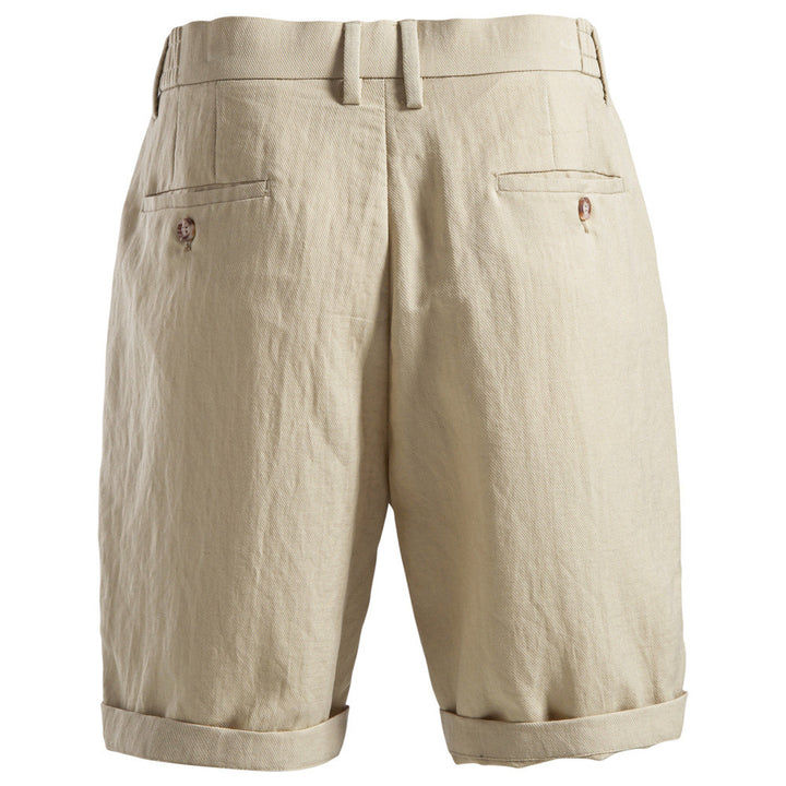Herrer casual linned shorts med omslag og plisseringer Skovae