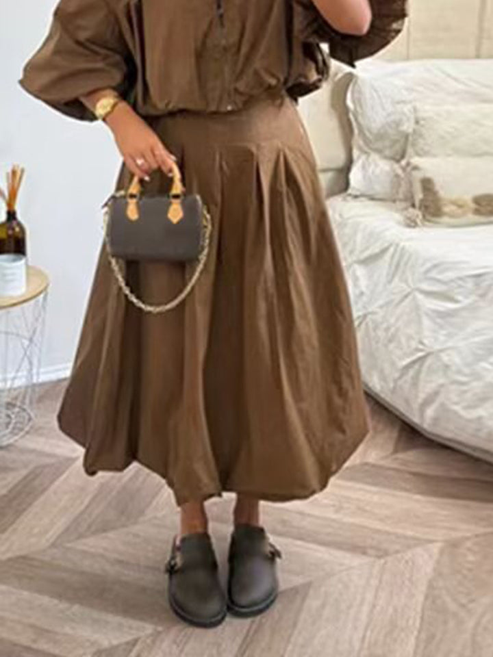 Dame Lang Faldet Skørt med elegante Detaljer Stilla