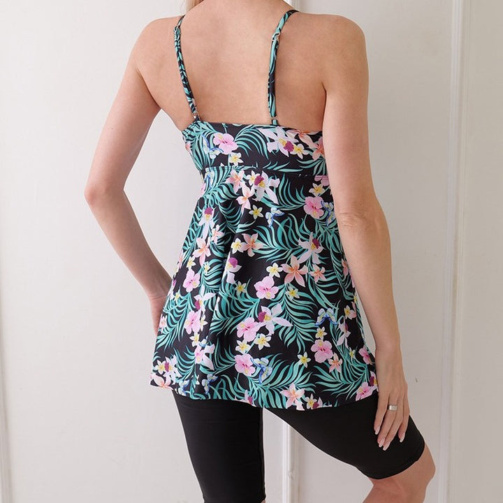 Dame Tankini med feminin A-linje og sporty cykelshorts Stilla
