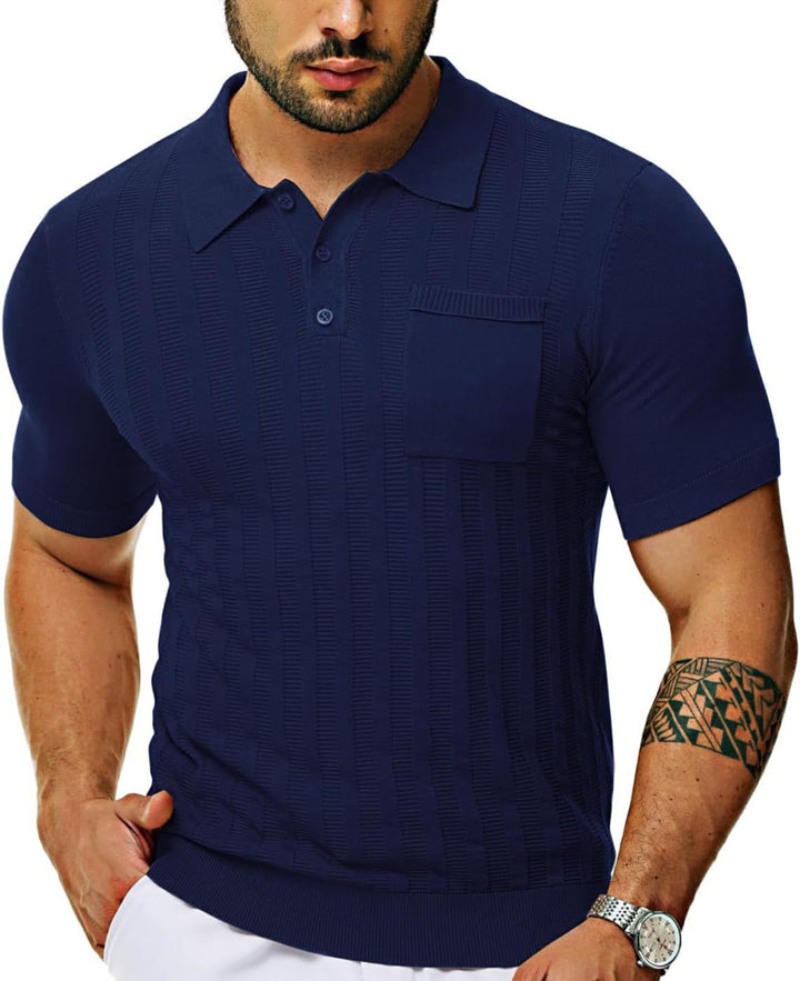 Herrer trendy polo shirt med struktureret mønster Stilla