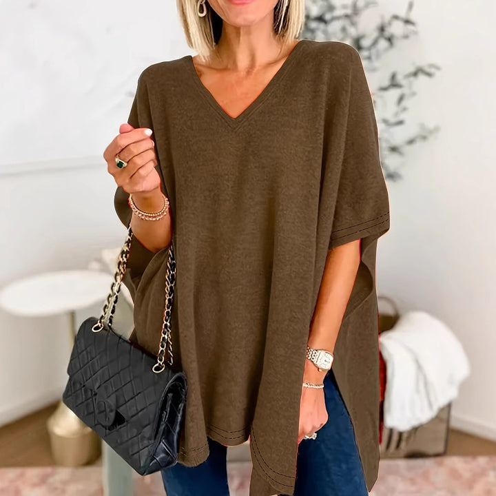 Dame Løs V-Udskæring Poncho Top Stilla