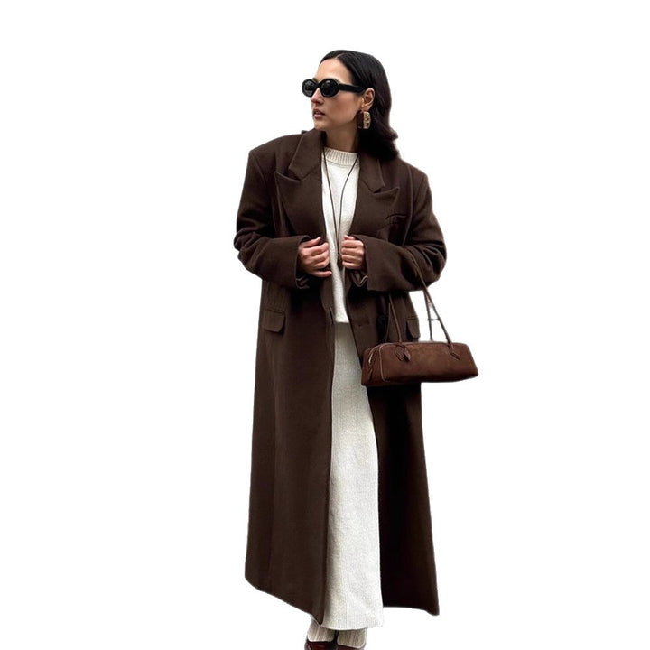 Dame stor størrelse lang blazer med lommer og klassisk snit Stilla
