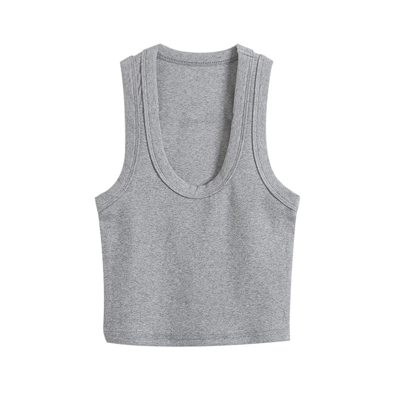 Dame Sporty tanktop med generøs rund halsudskæring og figurformende snit Stilla