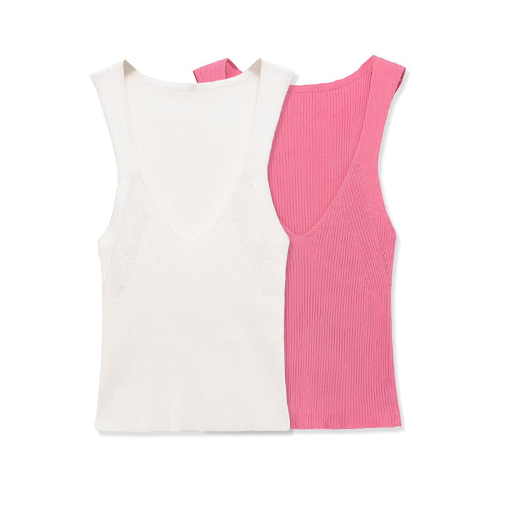 Dame V-hals rib top Skovae