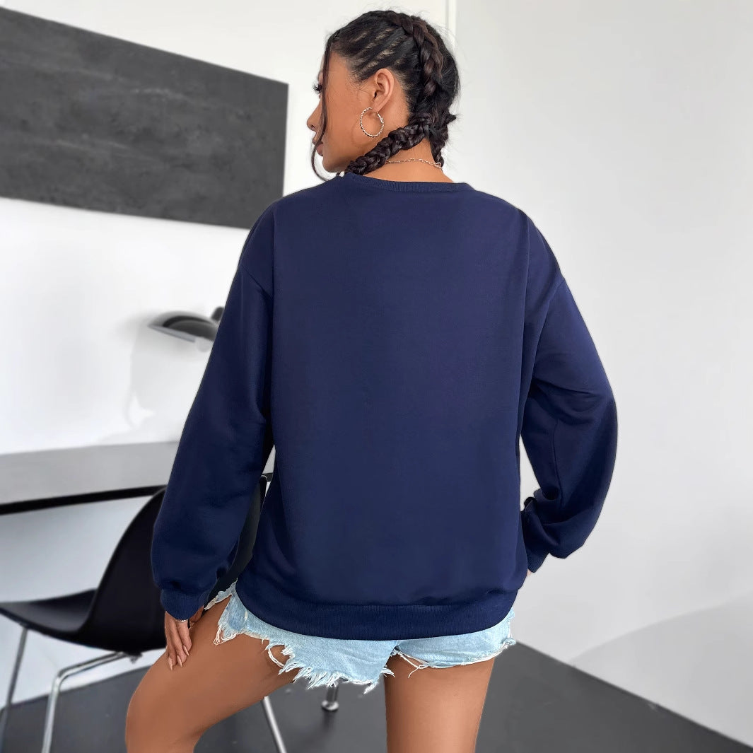Kvinders afslappede sweatshirt med kreativ tekst og behagelig pasform Stilla