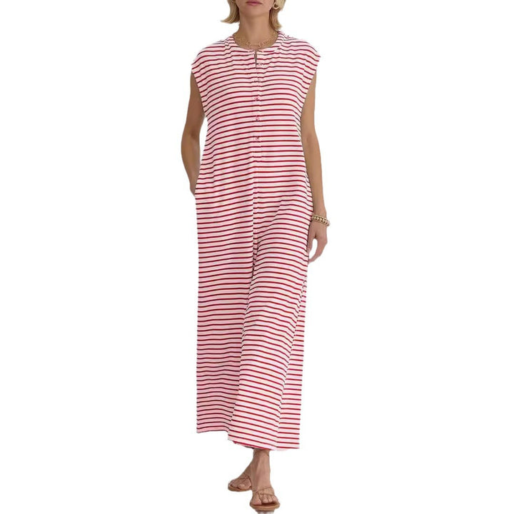 Kvindernes afslappede jumpsuit med moderne stribemønster og praktiske lommer Stilla