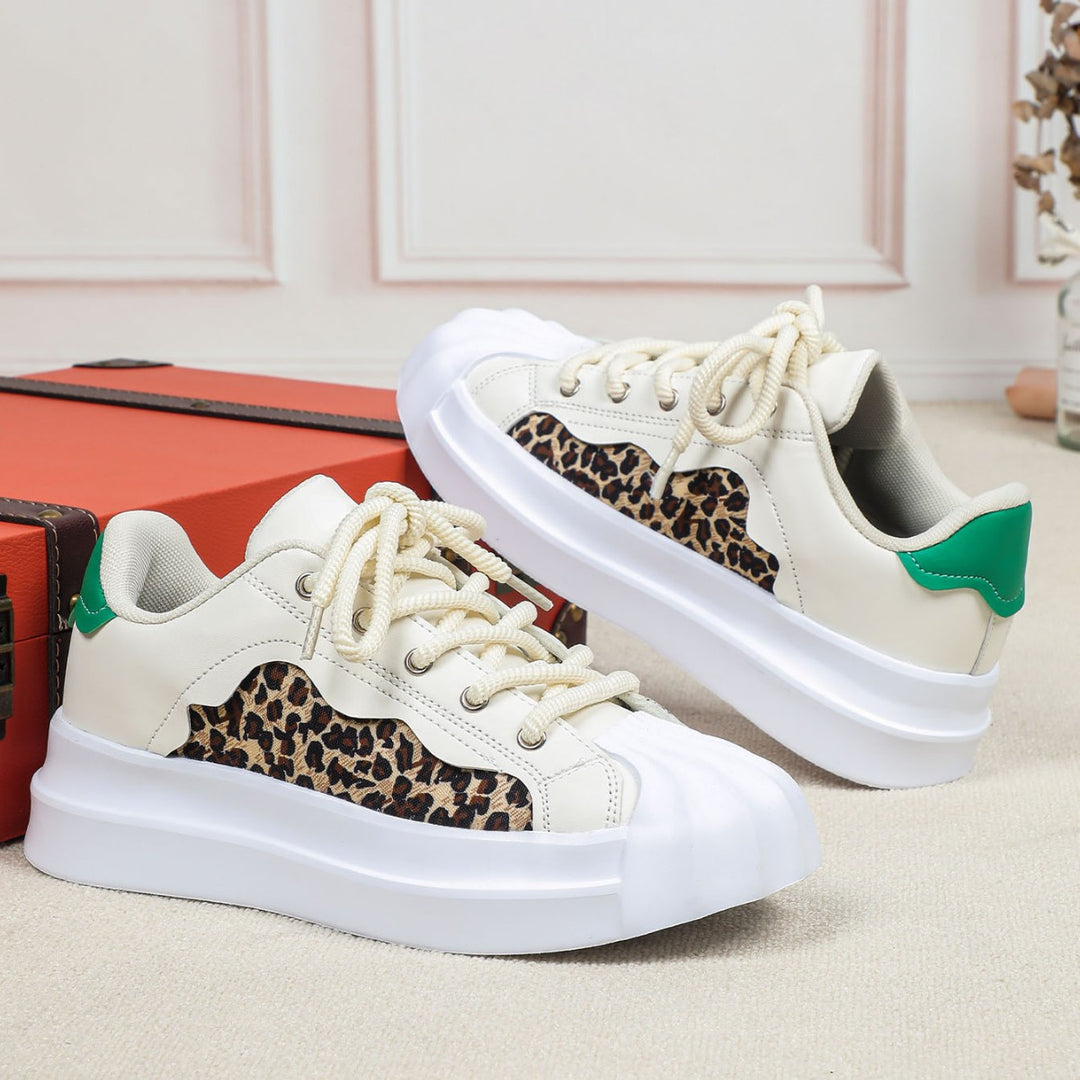 Dame mode Sneakers med leopardmønster og komfortabel sål Stilla