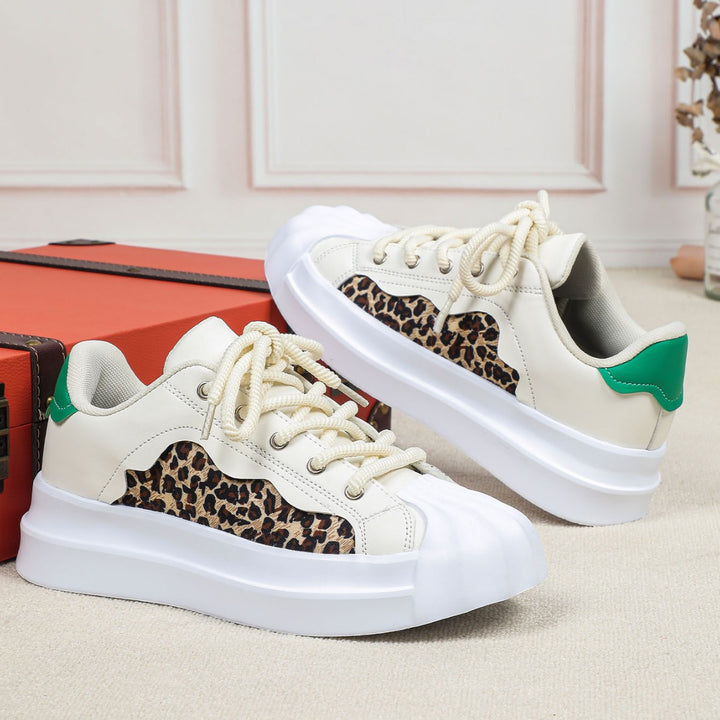 Dame mode Sneakers med leopardmønster og komfortabel sål Stilla