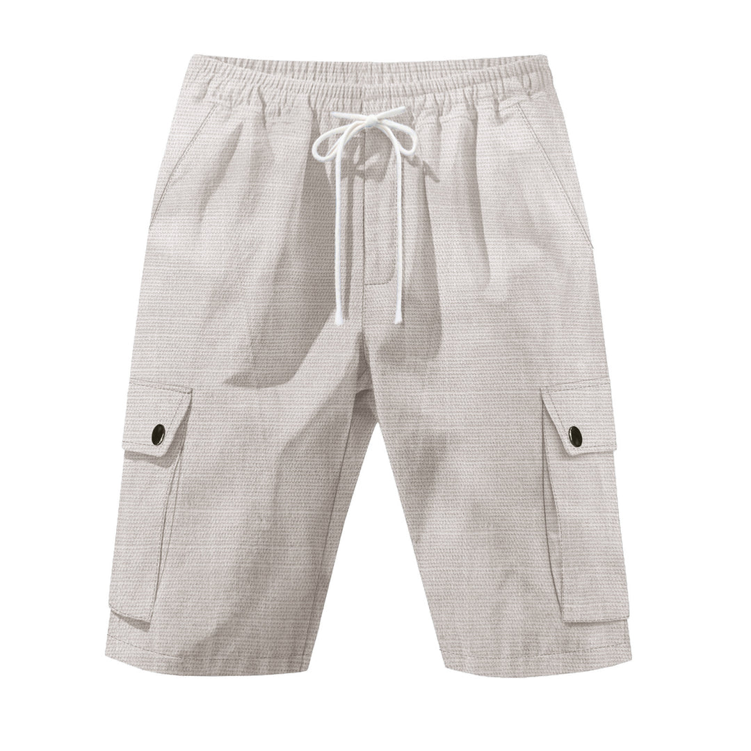 Herrer nan utilitariske cargo-shorts med elastisk talje, snoretræk og påsyede klaplommer Skovae