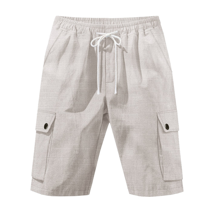 Herrer nan utilitariske cargo-shorts med elastisk talje, snoretræk og påsyede klaplommer Skovae